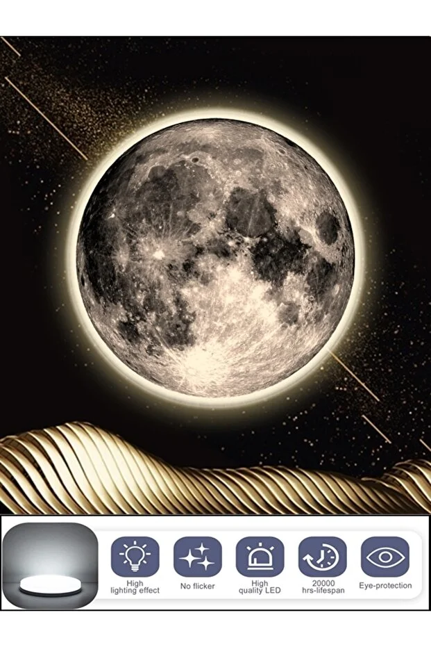 Moon,led Aplik,30cm Çap Led 25watt, Modern,duvar Aplik,led, Yatak Odası Aplik,yatak Başı Aplik